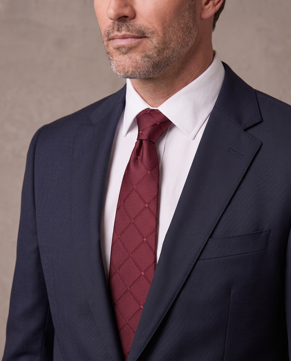Corbata jacquard Hugo, otra vista, rojo (antigua)