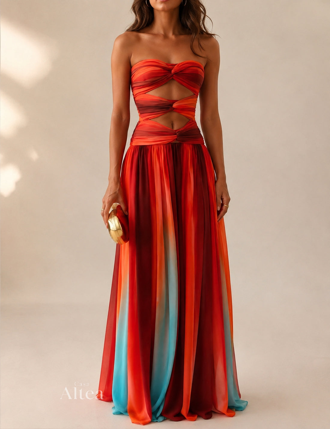 Vestido maxi calado con degradado tie-dye Alba (foto del proveedor)