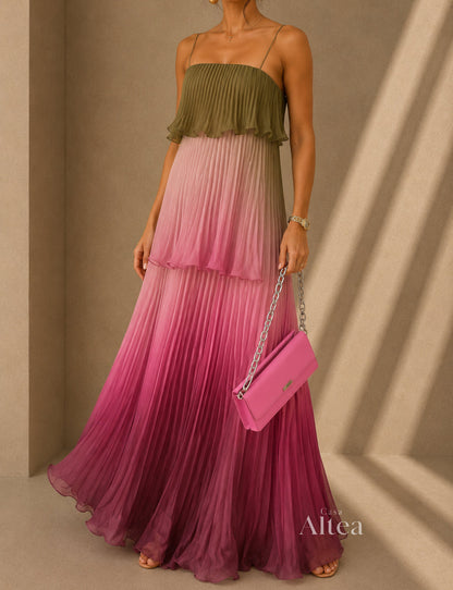Vestido maxi plisado multicolor con volantes Liora (foto del proveedor)