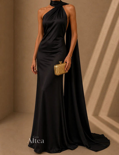 Vestido maxi satinado asimétrico Vittoria (foto del proveedor)