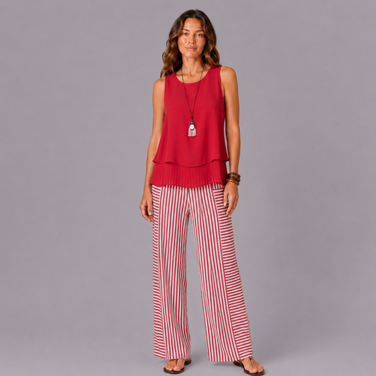 Conjunto riviera a rayas Rosa