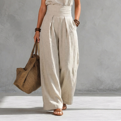 Conjunto minimalista de top y pantalones de pierna ancha en algodón ultrasuave Flor