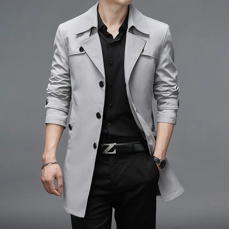 Gabardina de solapa con botones Álvaro (foto del proveedor) gris claro