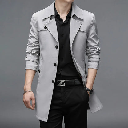 Gabardina de solapa con botones Álvaro (foto del proveedor) gris claro