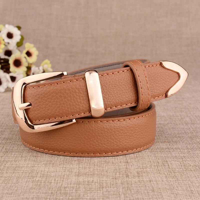 Cinturón de hebilla dorada Nora en color camel - Camel