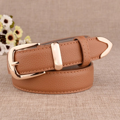 Cinturón de hebilla dorada Nora en color camel - Camel