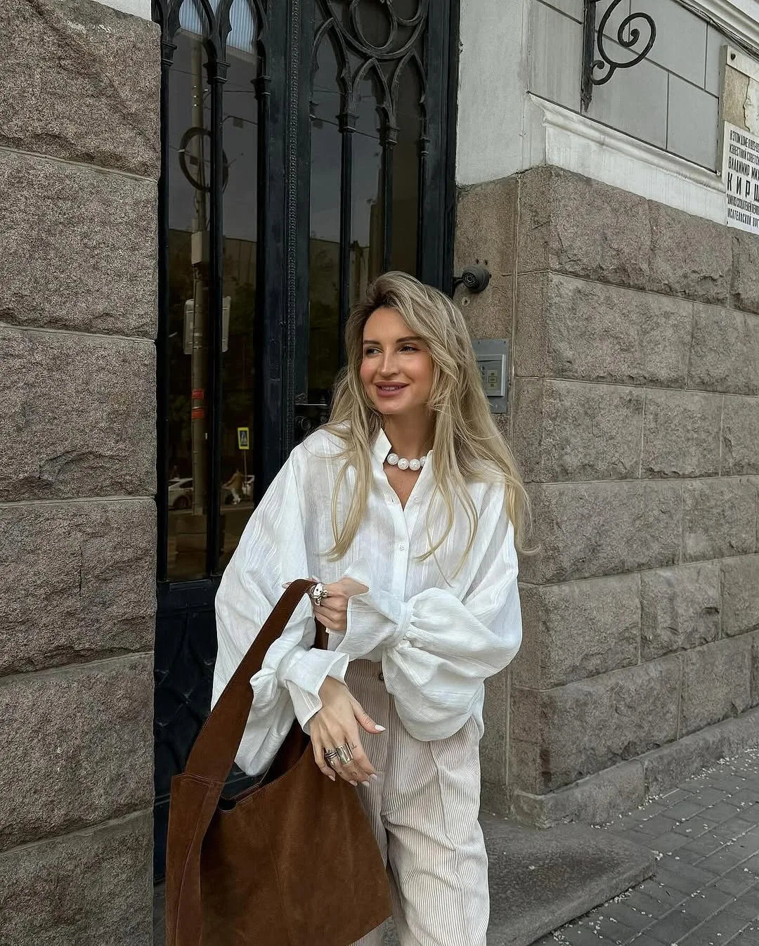 Camisa de algodón con manga globo Lucía