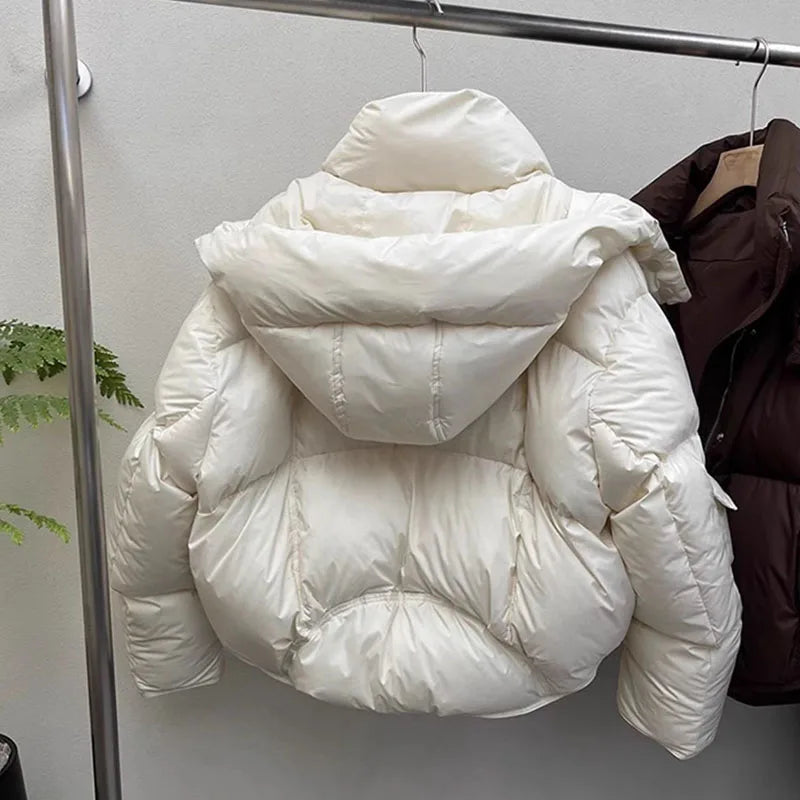 Chaqueta acolchada corta con capucha Uma - Crudo
