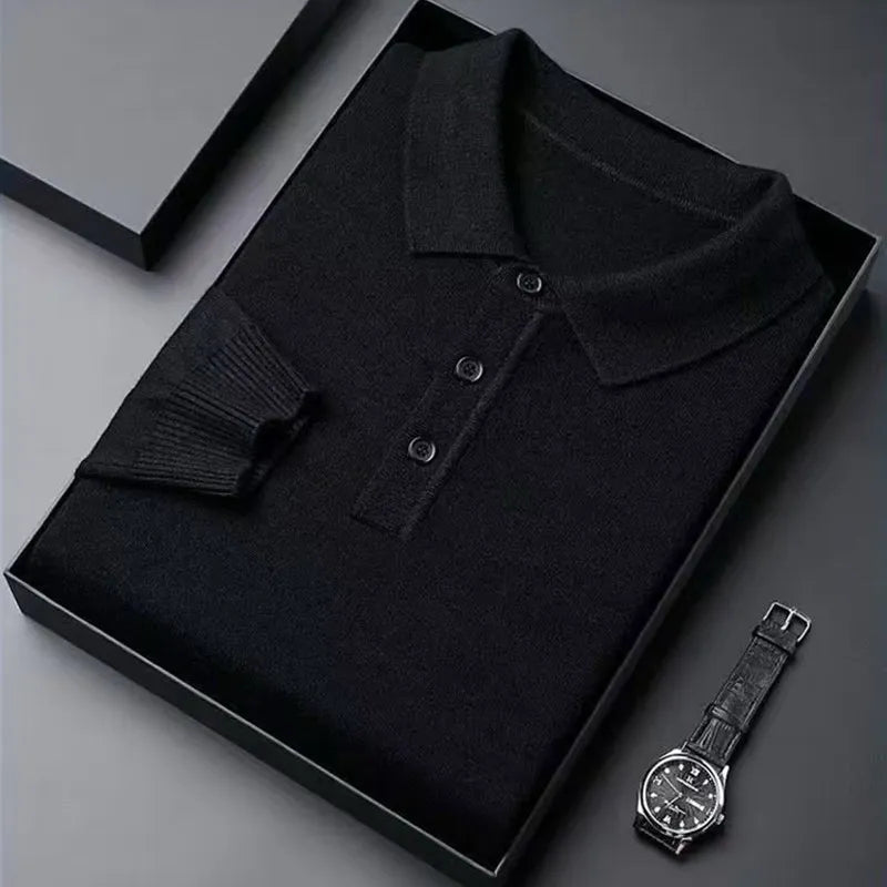 Polo de punto de manga larga Rafael (foto del proveedor) negro