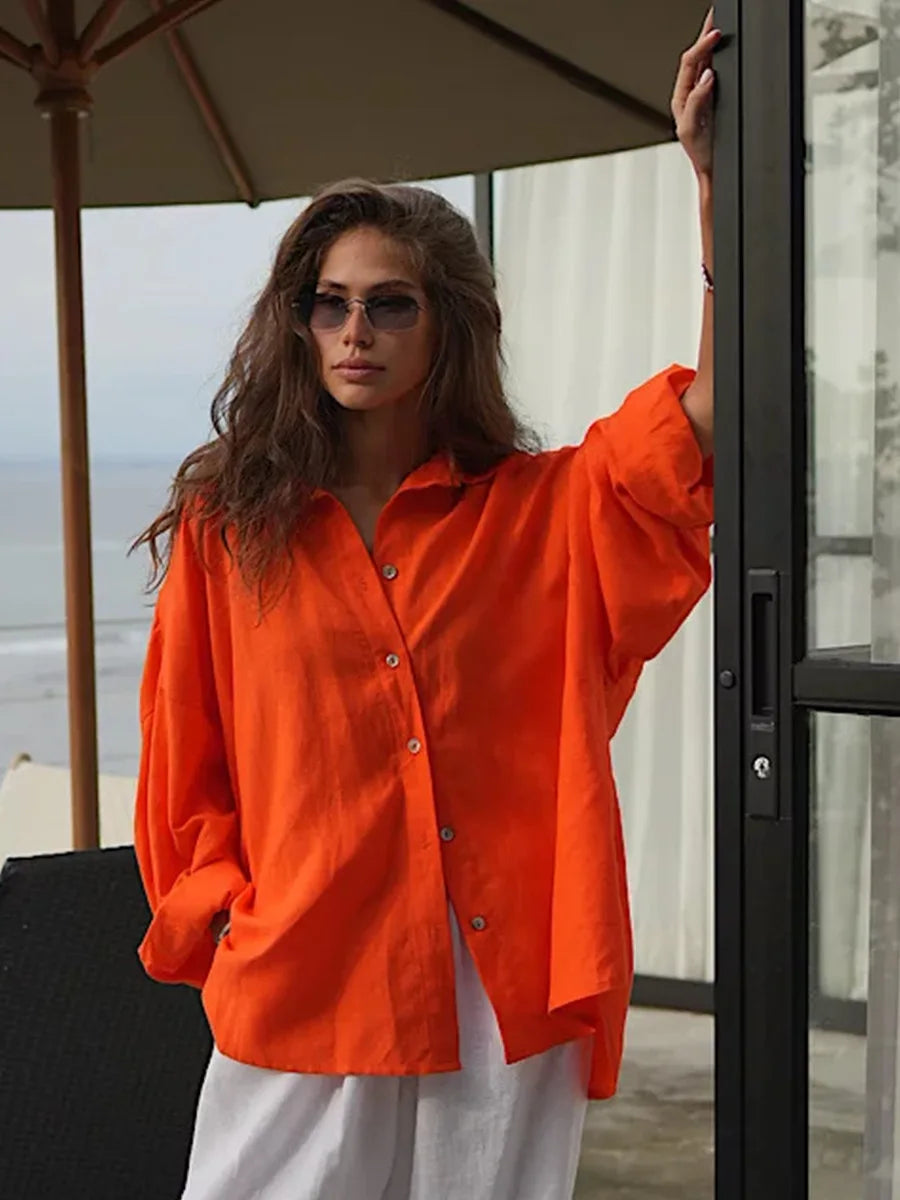 Camisa oversize de algodón Carmen - Naranja