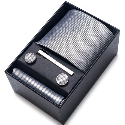 Set de corbata, pañuelo y gemelos Vittorio - Plata