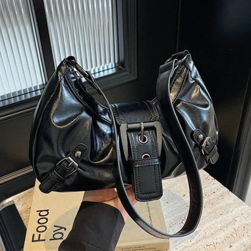 Bolso hobo con hebilla Marta - Negro