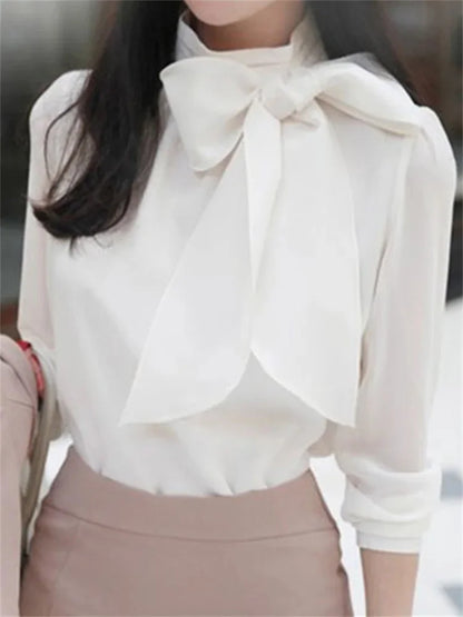Blusa de gasa con lazo Sofía - Blanco