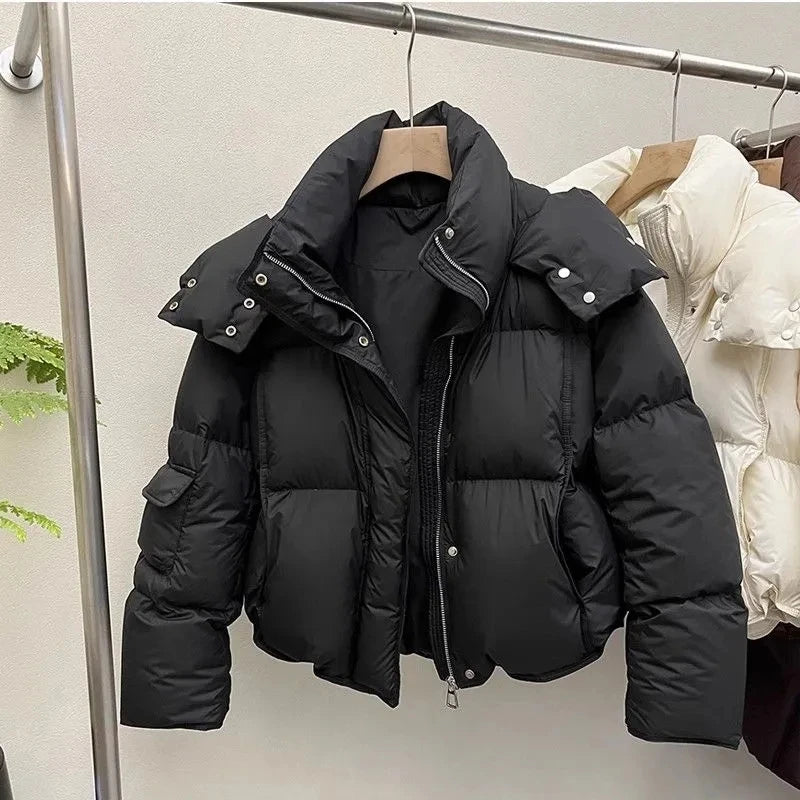 Chaqueta acolchada corta con capucha Uma - Negro