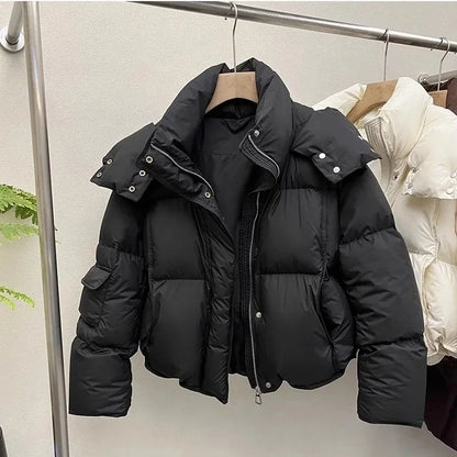 Chaqueta acolchada corta con capucha Uma - Negro
