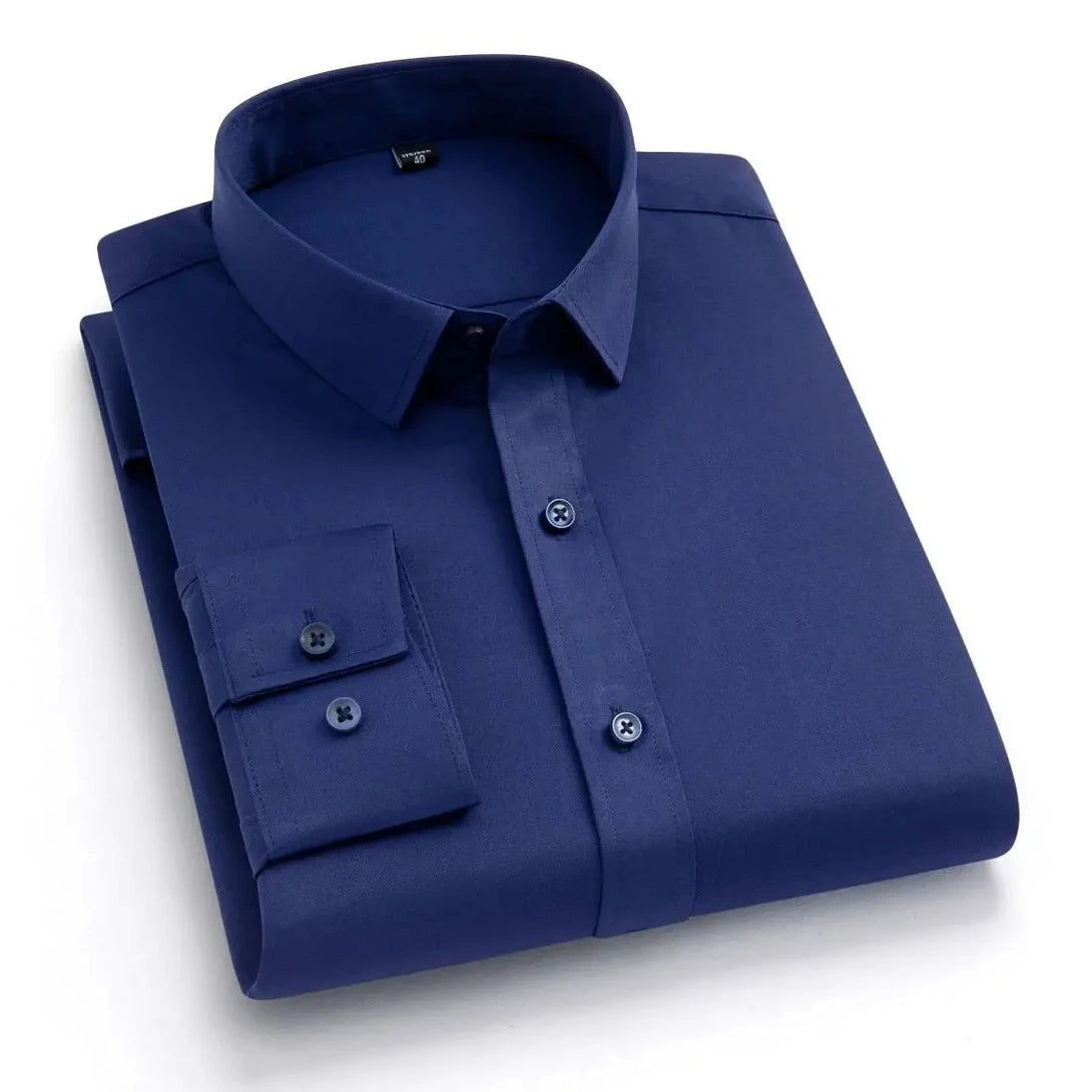 Camisa de vestir sin planchar Nolan en azul oscuro - Azul oscuro