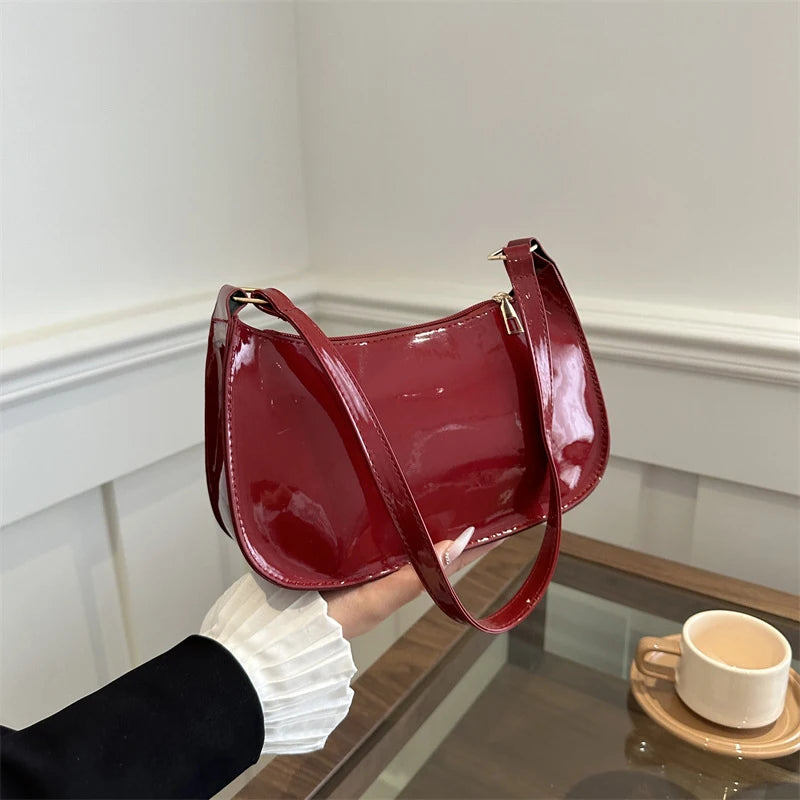 Bolso de hombro de charol Ruby - Rojo