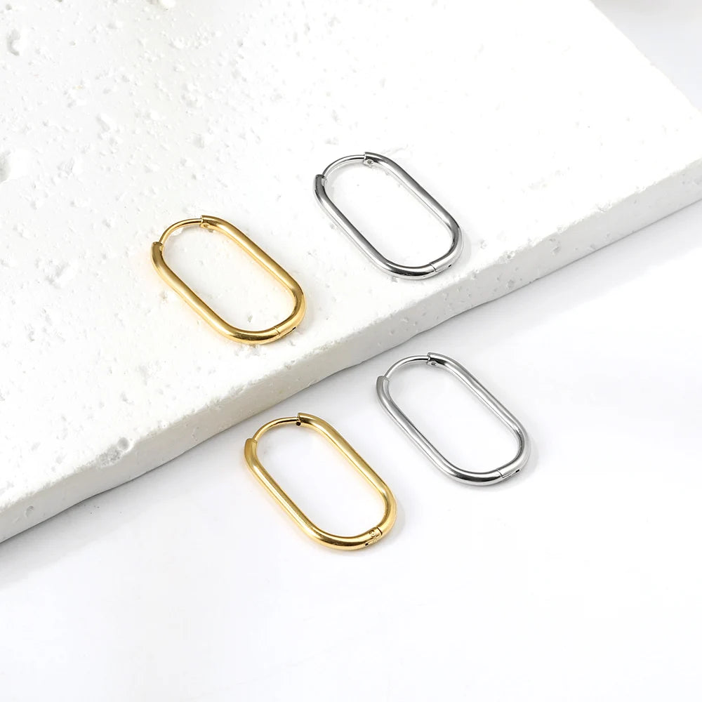 Pendientes de aro ovalado Nina en dorado y plateado
