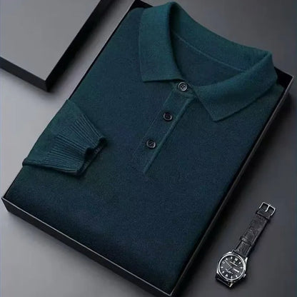 Polo de punto de manga larga Rafael (foto del proveedor) verde botella
