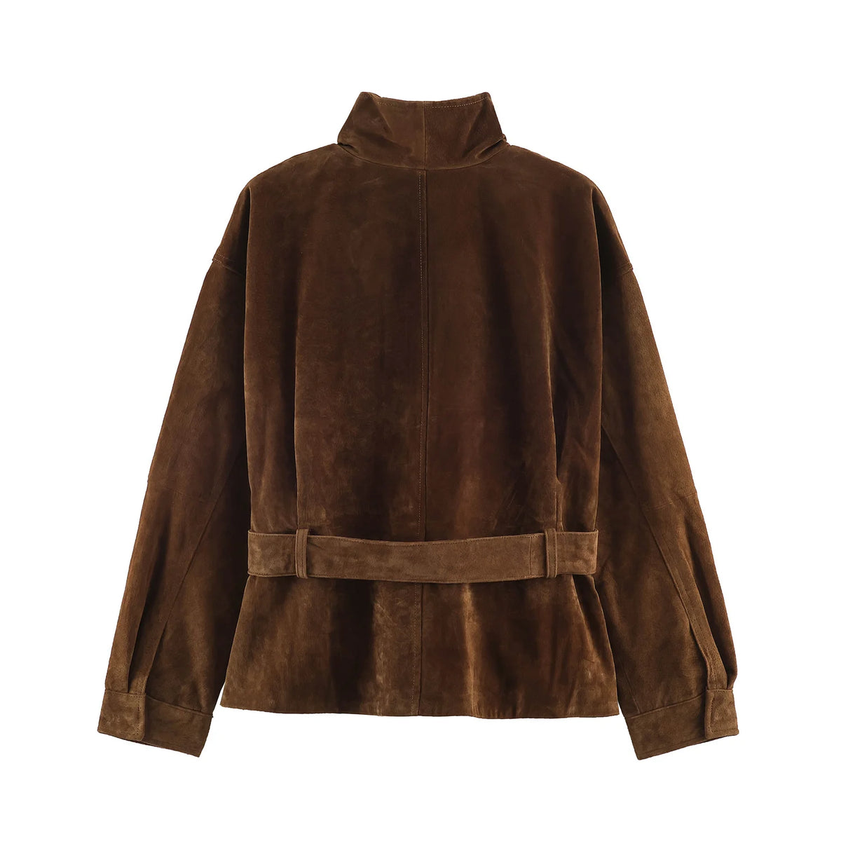 Chaqueta de ante sintético con cinturón Gala