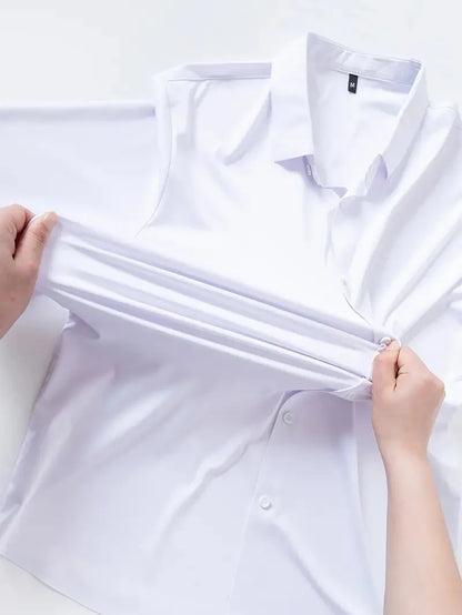 Camisa elástica antiarrugas Leo - Blanco