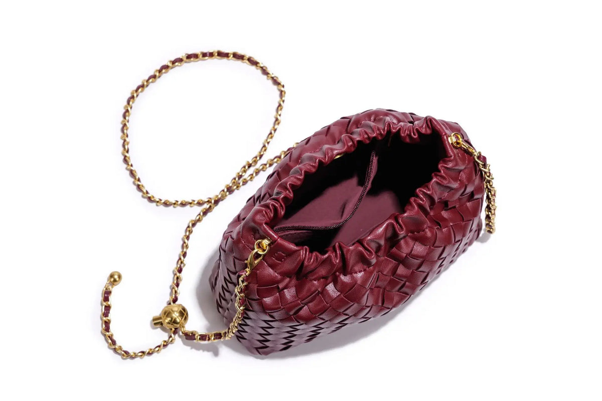 Interior del bolso Olivia con bolsillo de cremallera - Borgoña