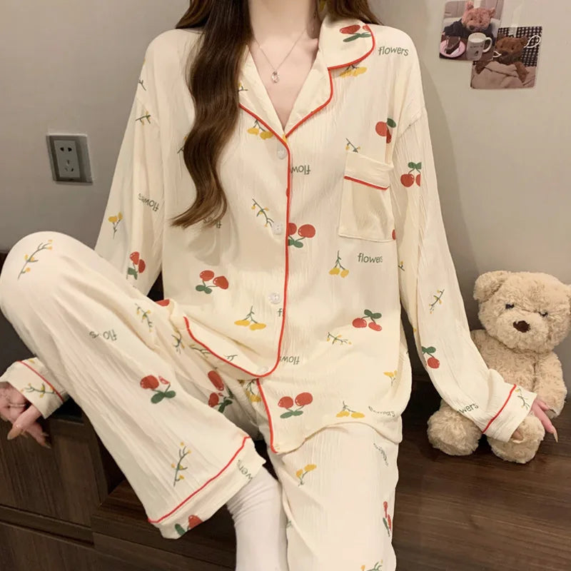 Pijama de punto suave Noelia (foto del proveedor) cerezas