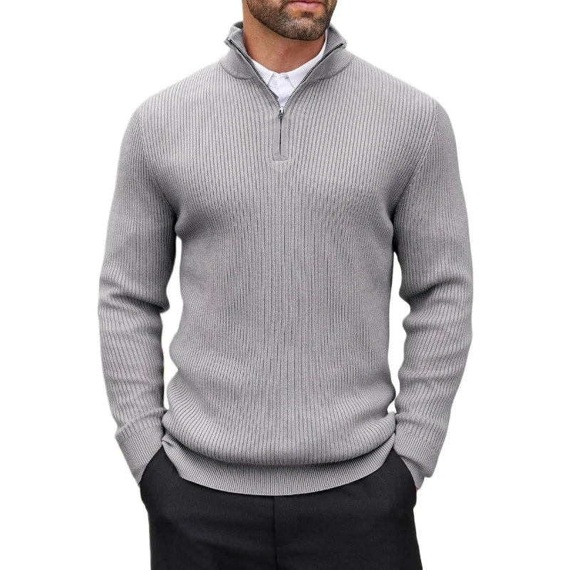 Jersey de canalé con media cremallera Gonzalo (foto del proveedor) gris claro