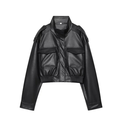 Cazadora corta efecto piel Kira - Negro