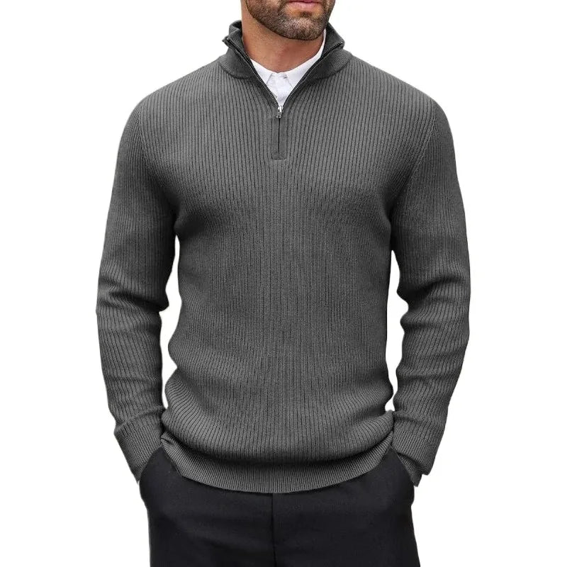 Jersey de canalé con media cremallera Gonzalo (foto del proveedor) gris