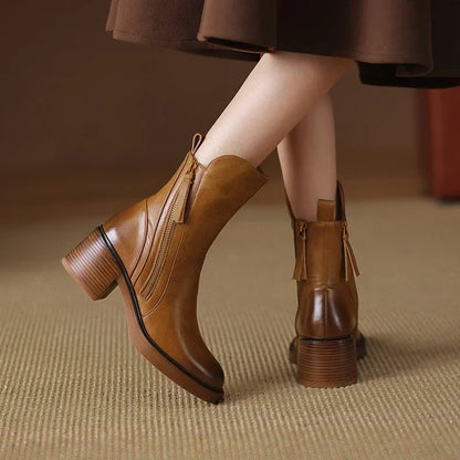 Botines Alba camel con falda - Camel