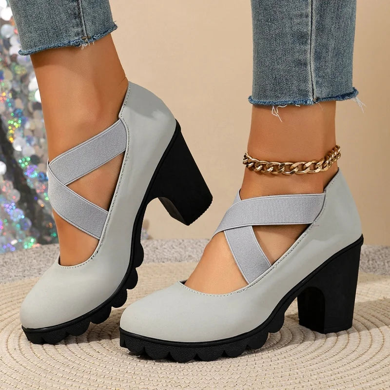 Zapatos Mary Jane con plataforma Inés - Gris