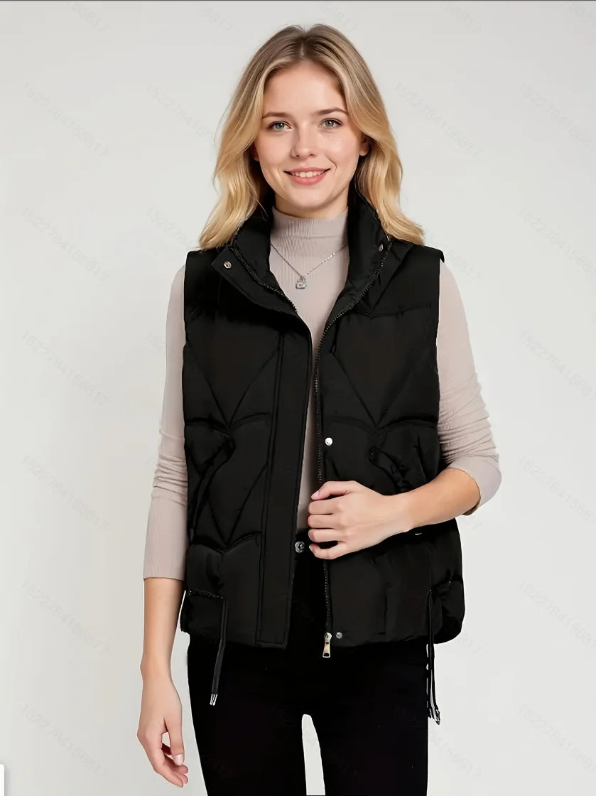 Chaleco acolchado con capucha Ona en negro - Negro