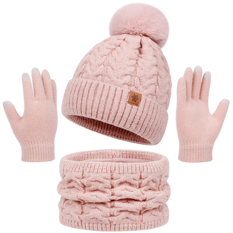 Set de invierno gorro, cuello y guantes Lía (foto del proveedor) rosa