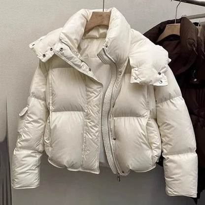 Chaqueta acolchada corta con capucha Uma - Crudo