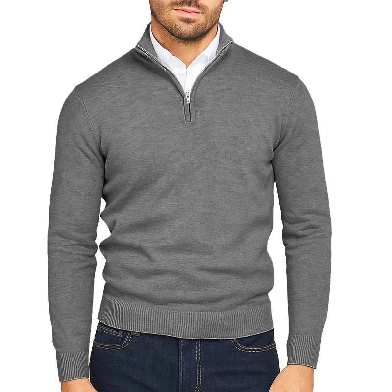 Jersey de punto fino con media cremallera Marcos (foto del proveedor) gris