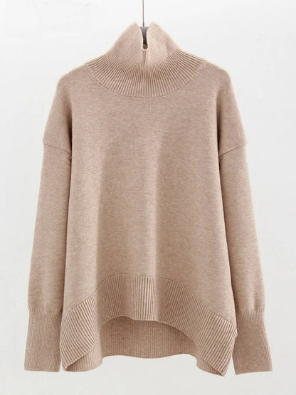 Jersey largo de cuello alto Rocío (foto del proveedor) beige