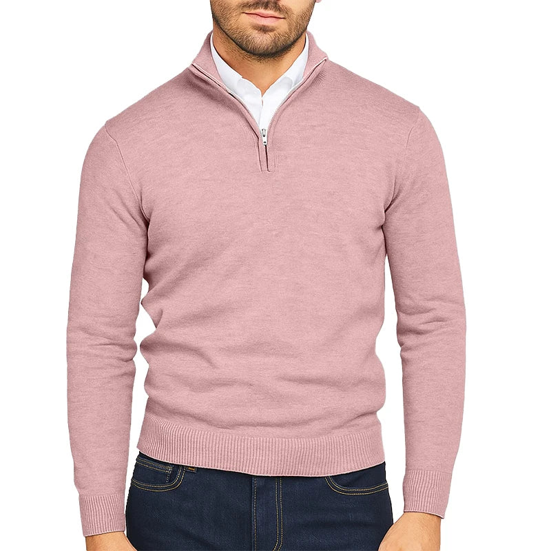 Jersey de punto fino con media cremallera Marcos (foto del proveedor) rosa palo