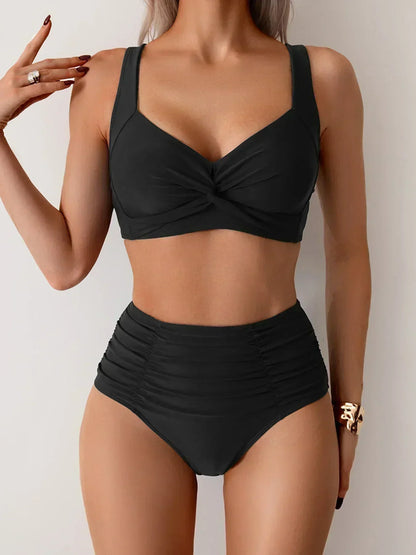 Bikini bandeau de tejido fruncido Ximena
