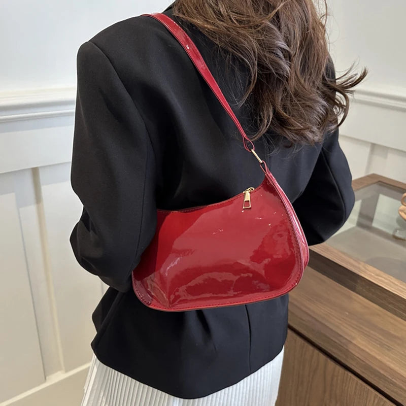 Bolso de hombro de charol Ruby - Rojo