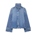 Chaqueta vaquera de cuello alto Jade - Azul medio