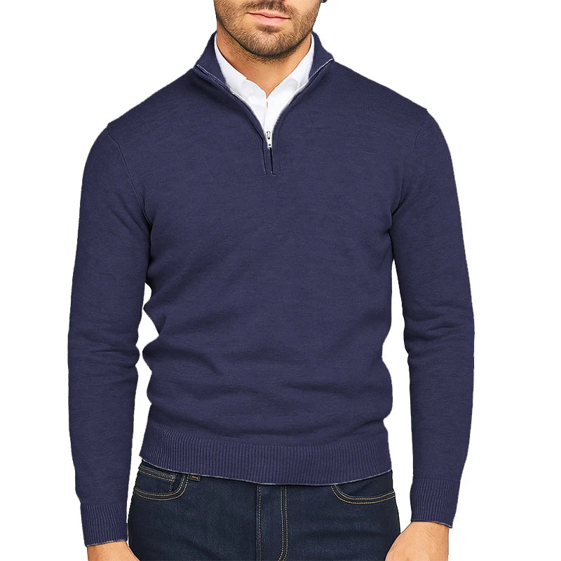 Jersey de punto fino con media cremallera Marcos (foto del proveedor) azul marino