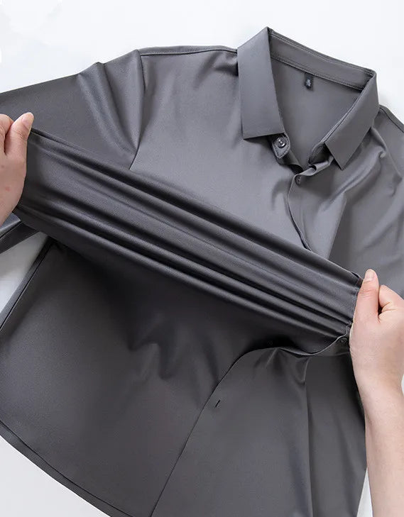 Camisa elástica antiarrugas Leo - Gris