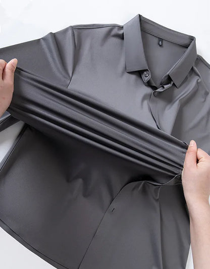 Camisa elástica antiarrugas Leo - Gris
