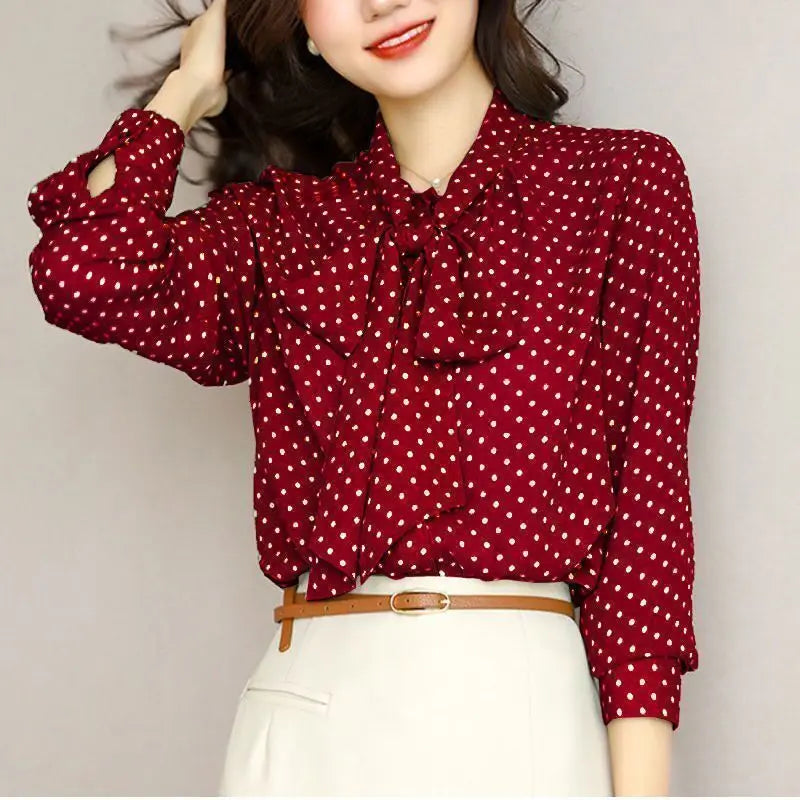 Blusa de lunares con lazo Vera - Rojo