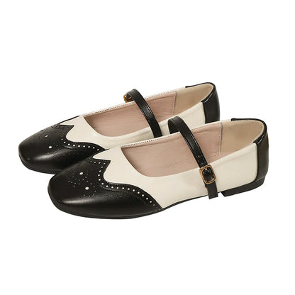 Mary Jane brogue bicolor Colette - Negro y crema