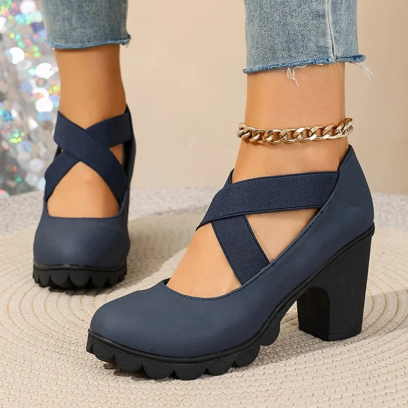 Zapatos Mary Jane con plataforma Inés - Azul marino