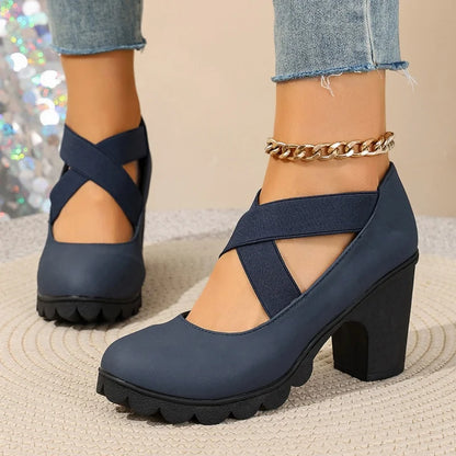 Zapatos Mary Jane con plataforma Inés - Azul marino