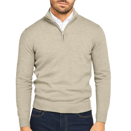 Jersey de punto fino con media cremallera Marcos (foto del proveedor) beige
