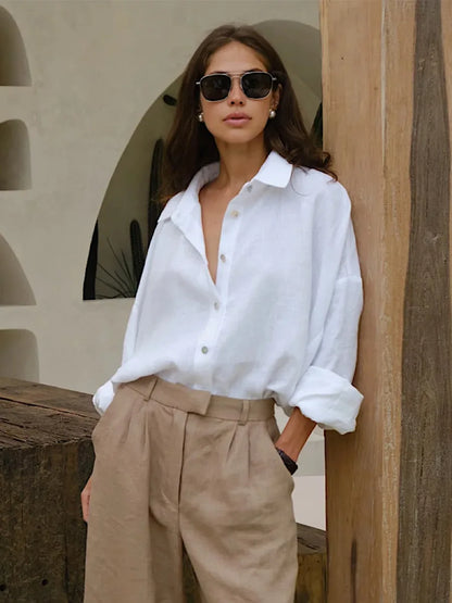 Camisa oversize de algodón Carmen - Blanco